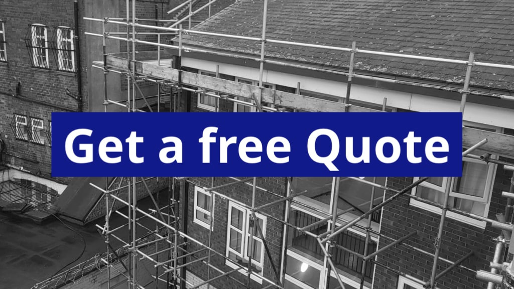 Picture of scaffold with Free quote statement
